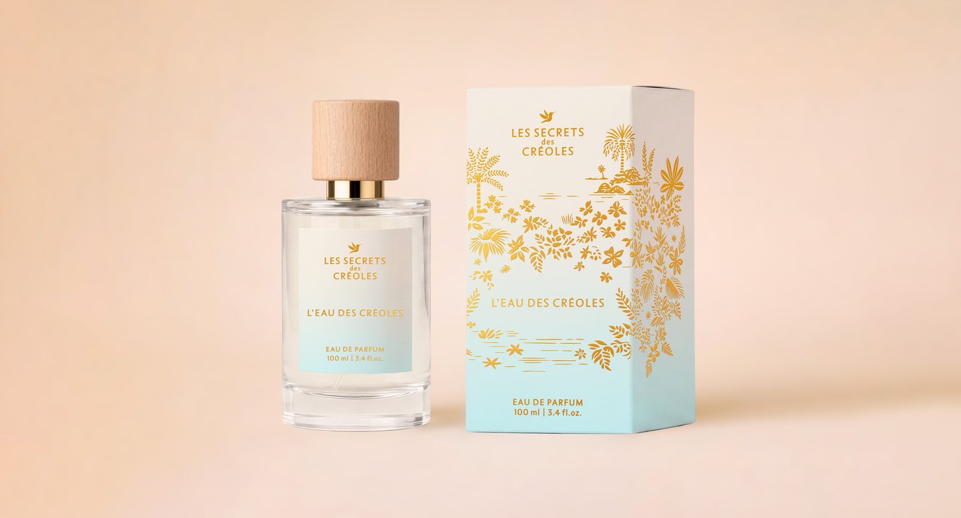 Flacon et étui de L’Eau des Créoles